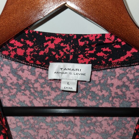 Red & Black Abstract Print Womens Top Size L By Tahari Arthur S. Levine - Picture 2 of 5